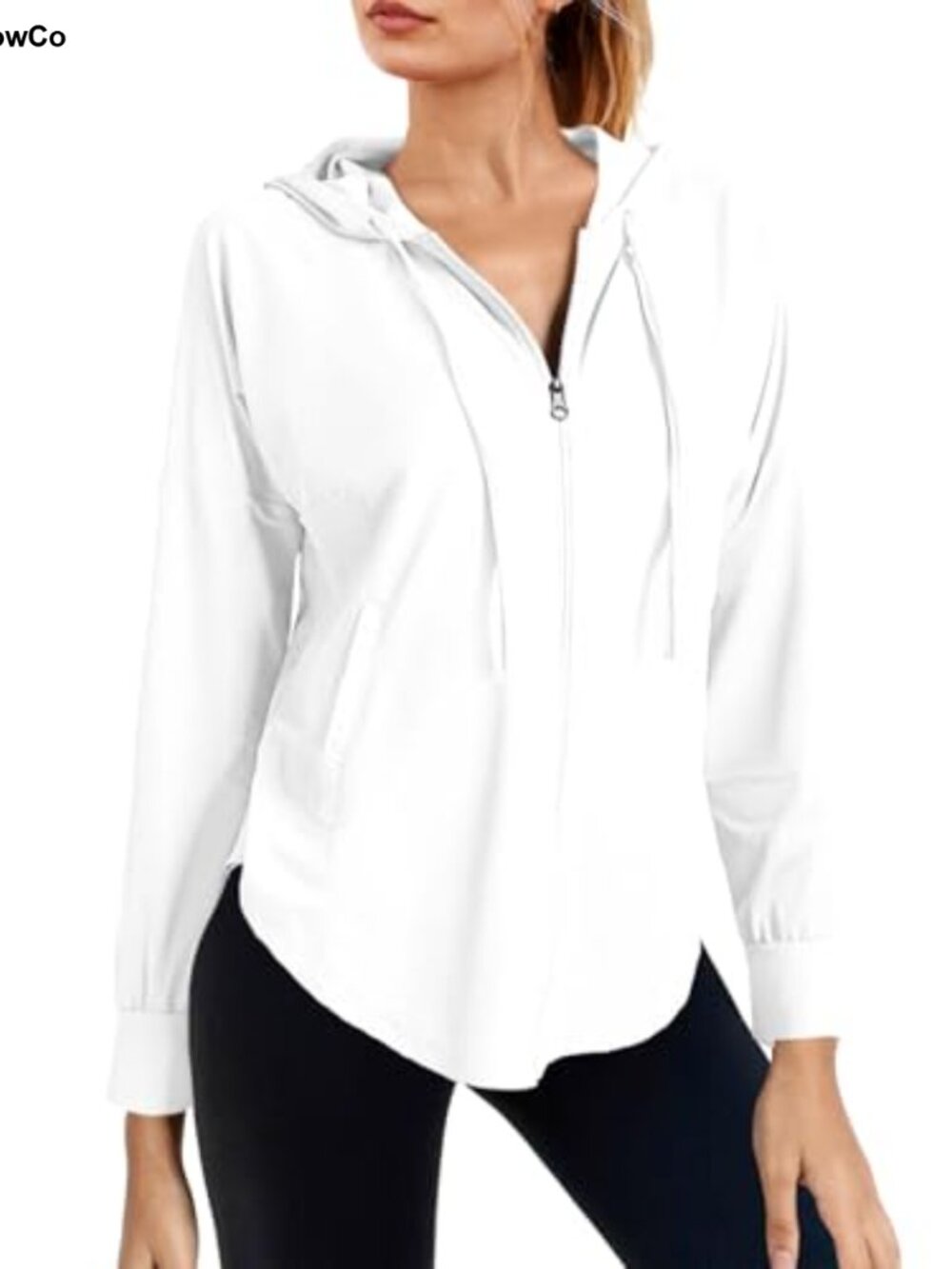 Womens Cropped Athletic Zip Up Hoodie Lightweight UPF 50+ Workout Jacket